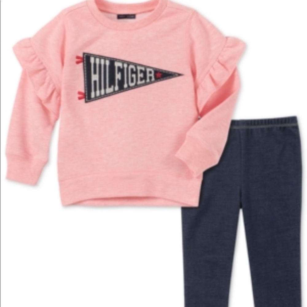 Tommy Hilfiger Ruffled Sweatshirt & Leggings Set